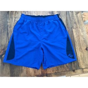 Men’s Nike Blue Swoosh Drawstring Lined Board Shorts Swim Trunks Size Large